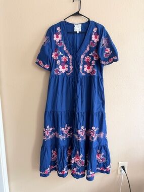 Johnny Was Jade Alegra Poplin Embroidered Button Front Dress
